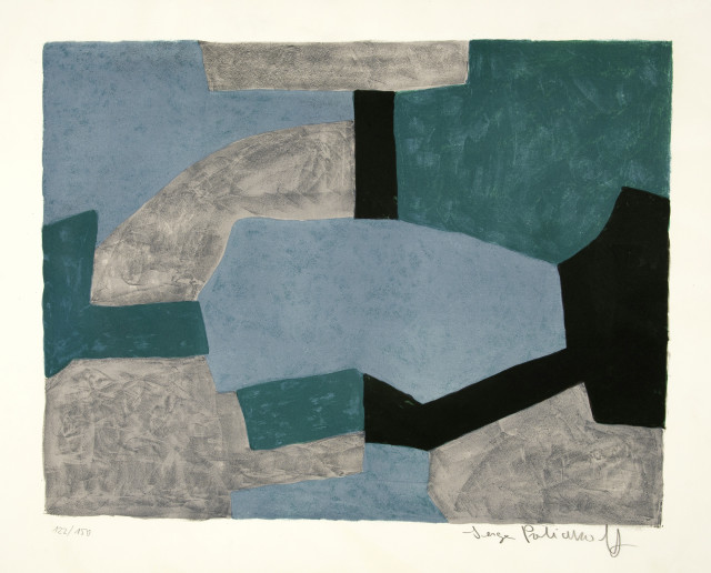 Serge Poliakoff  : Komposition in Grau, Grün und Blau , 1966 