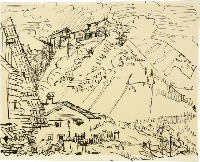 Ernst Ludwig Kirchner : Bauernhaus im Lusi in Frauenkirch, Um 1920 