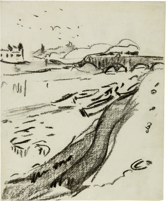 Ernst Ludwig Kirchner : Elbufer mit Brücke, Um 1908 bis 1910 