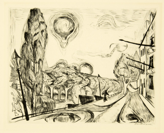 Max Beckmann : Landschaft mit Ballon, 1918 