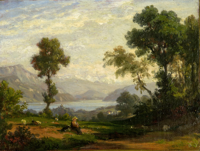 Robert Zünd  : Blick von Meggen gegen das Stanserhorn und  ...,  