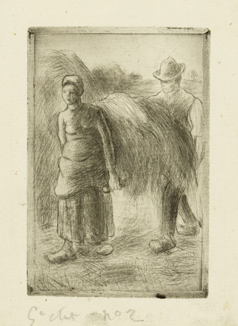 Camille Pissarro  : Paysans portant du foin , 1900 