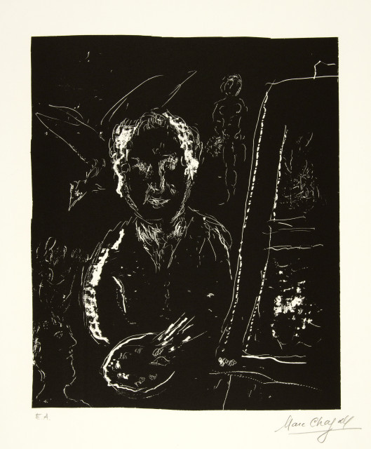 Marc Chagall : L'Artiste sur fond noir - Selbstbildnis, 1980 