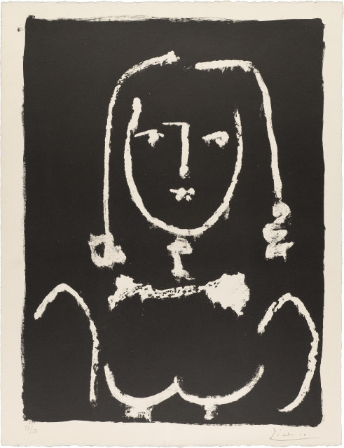 Pablo Picasso : Tête de femme en blanc sur fond noir, 1949 
