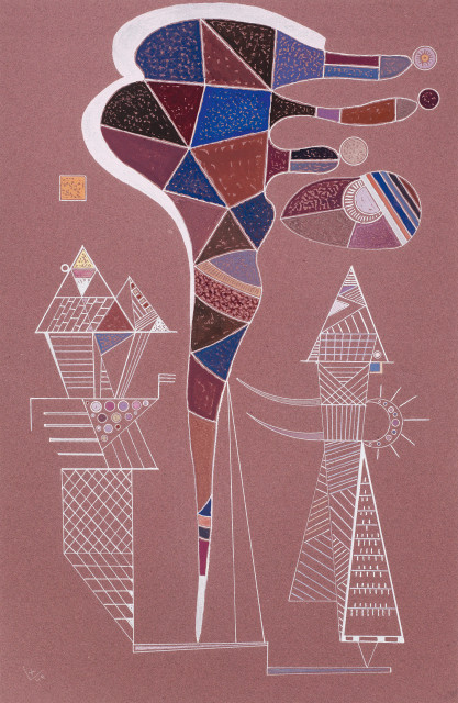 Wassily Kandinsky  : Sans Titre - Gouache sur rouge-brun , 1940 