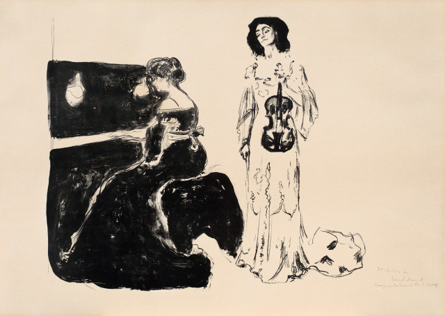 Edvard Munch : Geigenkonzert - Eva Mudocci und Bella ..., 1903 