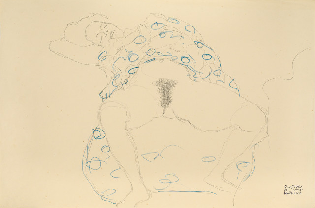 Gustav Klimt : Liegende nach links mit gespreizten Beinen, Um 1911-1913 