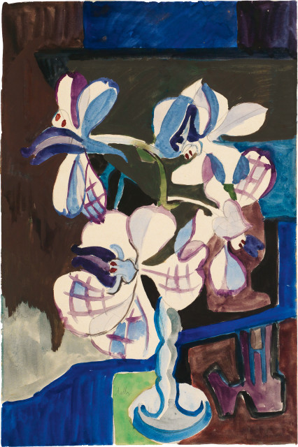 Ernst Ludwig Kirchner : Weisse Cyklamen in schmaler Vase, Um 1934 