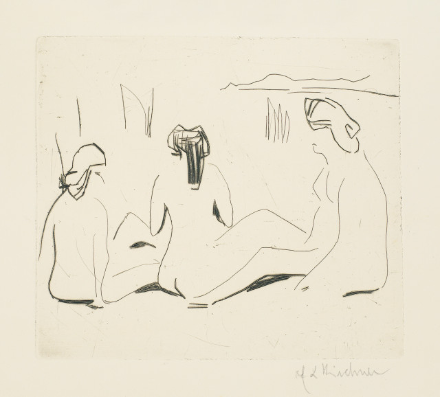 Ernst Ludwig Kirchner  : Drei Badende an den Moritzburger Teichen , Sommer 1909 