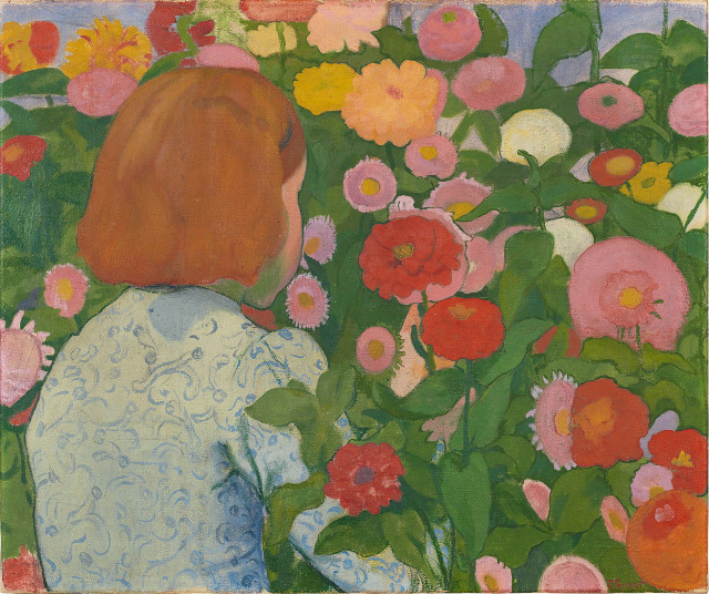 Cuno Amiet : Mädchen in Blumen, 1896