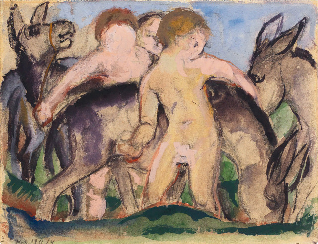 Franz Marc : Zwei Knaben mit Eseln, 1911 