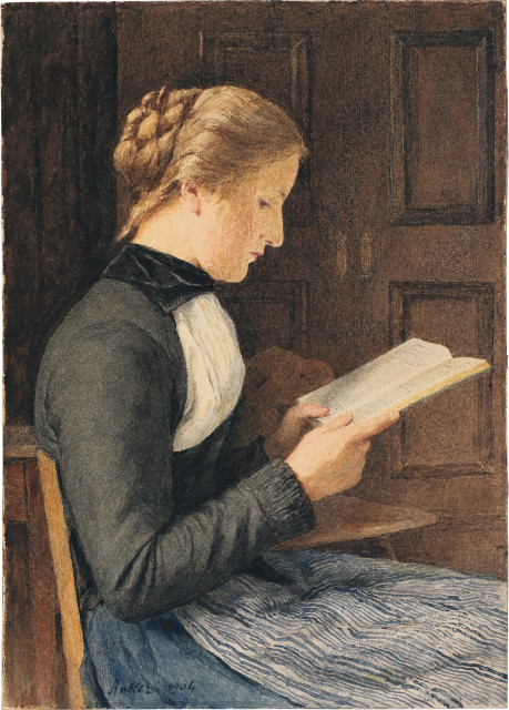 Albert Anker : Lesende junge Frau / Lesendes Mädchen , 1904