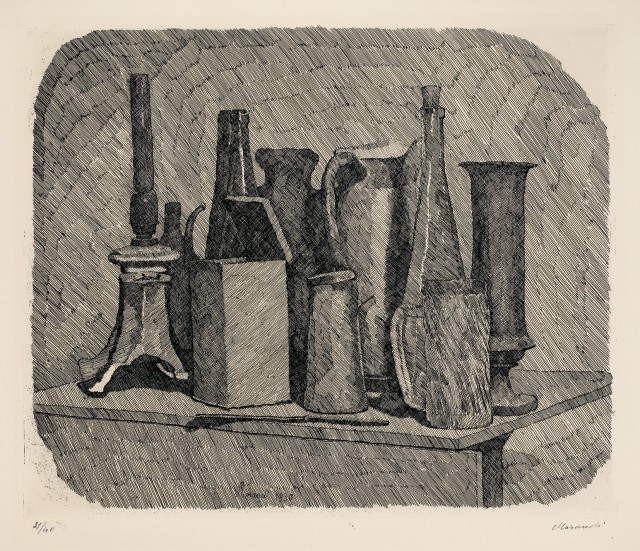 Giorgio Morandi : Grande natura morta con la lampada a ..., 1930 