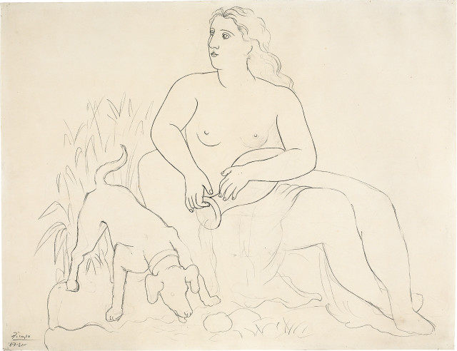 Pablo Picasso  : La Source / Femme au chien , Fontainebleau, 8. Juli 1921 