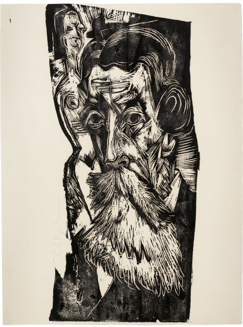 Ernst Ludwig Kirchner  : Kopf Ludwig Schames Kirchners Freund und  ..., Herbst 1918 in Frauenkirch 
