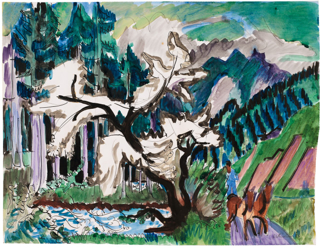 Vergrössern Ernst Ludwig Kirchner  : Am Sertigbach, Sertigstrasse mit  ..., Um 1926