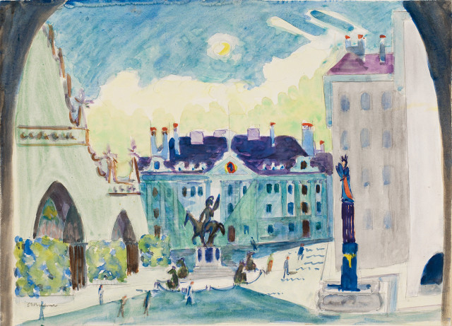 Ernst Ludwig Kirchner  : Bern, Münsterplatz mit Rudolf-von-Erlach- ..., 1933 