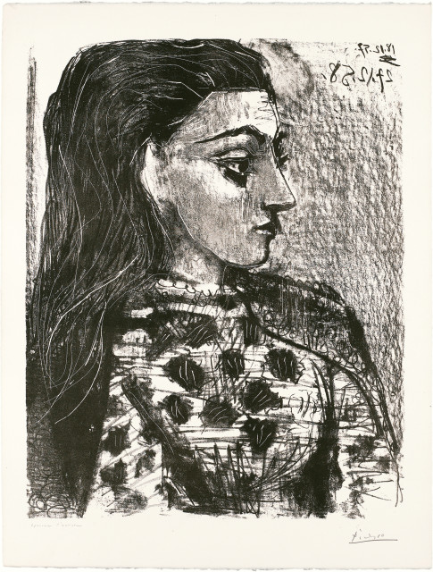Pablo Picasso  : Buste au corsage à carreaux , 27. Dezember 1958 