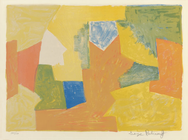 Serge Poliakoff  : Composition jaune, orange et verte , 1957 