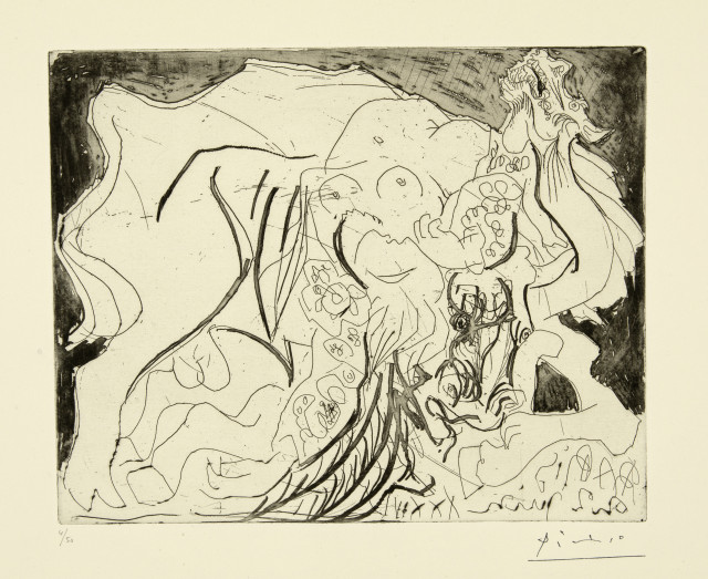 Pablo Picasso : Femme Torero, cheval et taureau, mourant. II, Paris, 22. Juni 1934 