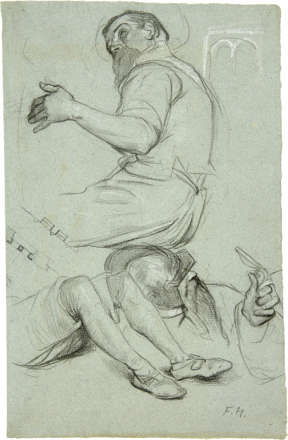 Ferdinand Hodler  : Studie eines bärtigen Mannes und Kopfstudie  ..., Um 1900 