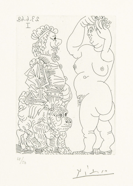 Pablo Picasso  : Grosse prostituée et homme au béret  ..., 1968 