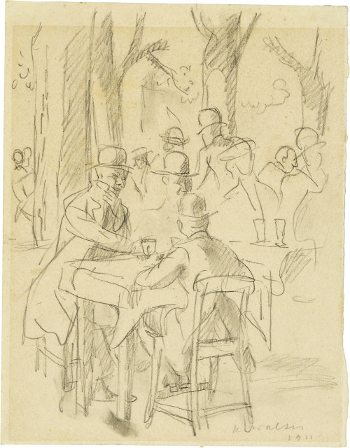 Karl Walser : Männer an Tischen in einem Gartenrestaurant ..., 1911 