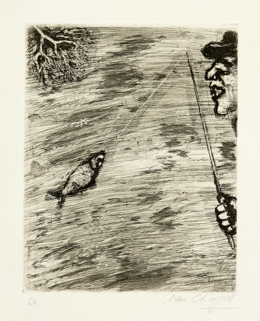 Marc Chagall : Le petit poisson et le pêcheur, 1927-1930, publiziert von Tériade 1952