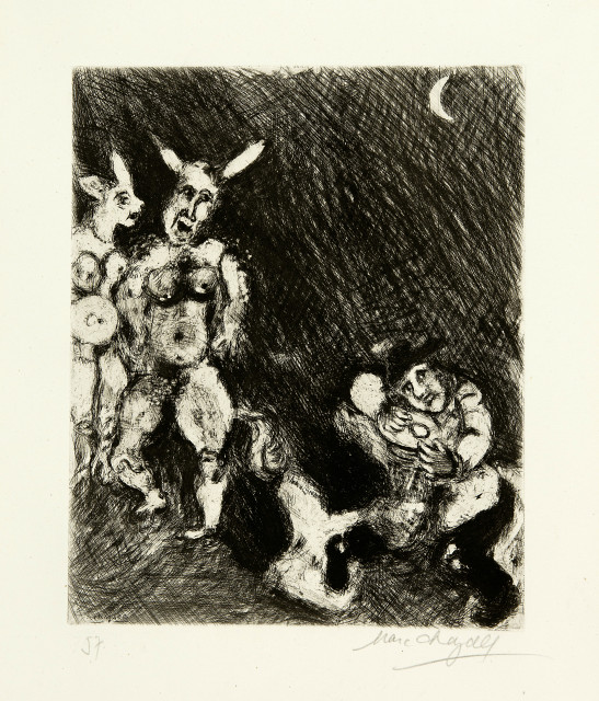 Marc Chagall : Le Satyre et le passant, 1927-1930, publiziert von Tériade 1952