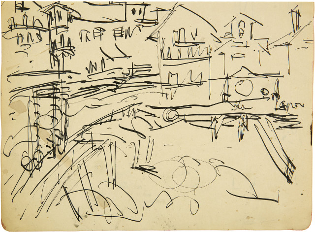 Ernst Ludwig Kirchner : Häusergruppe - wohl Davos, Um 1920 