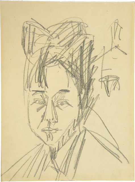 Ernst Ludwig Kirchner  : Frauenkopf - Verso: rauchende Frau , Um 1914 