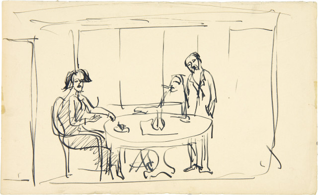 Ernst Ludwig Kirchner : Interieur - Drei Personen am runden Tisch, 1927-1937 