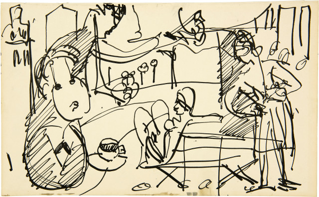 Ernst Ludwig Kirchner  : Drei Figuren in einer Landschaft , 1927-1937 