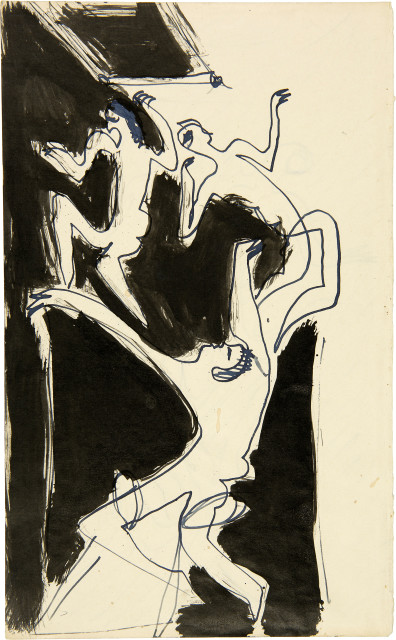 Ernst Ludwig Kirchner : Drei Personen - Verso: Badende, 1927-1937 