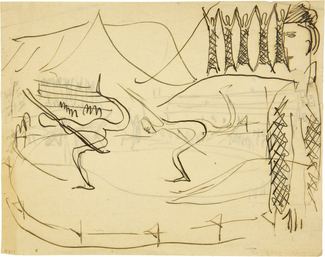 Ernst Ludwig Kirchner  : Eisläufer auf dem Davoser See - Verso: Eisl ..., 1929-1930 