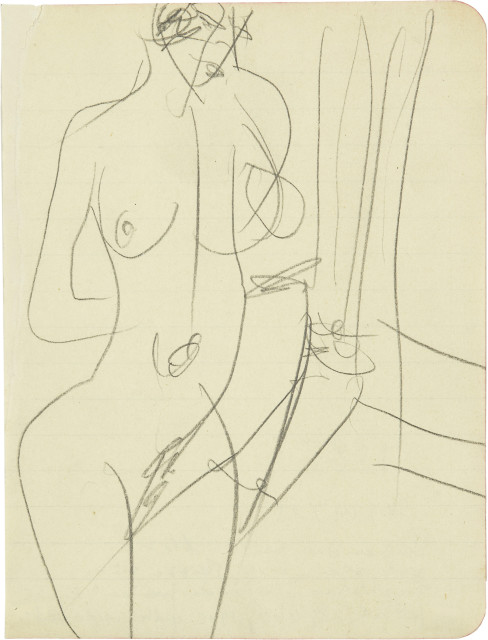 Ernst Ludwig Kirchner : Stehender weiblicher Akt, 1914-1915 
