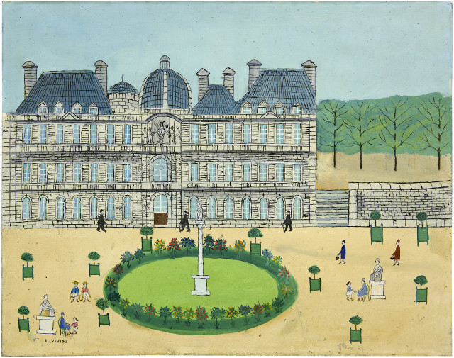 Louis Vivin : Paris, square et promeneurs - Palais du ..., Um 1925 