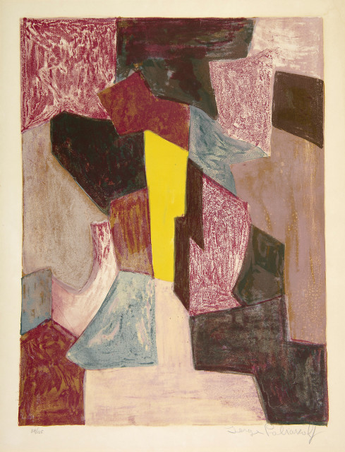 Serge Poliakoff : Composition rouge, carmin et jaune, 1958 