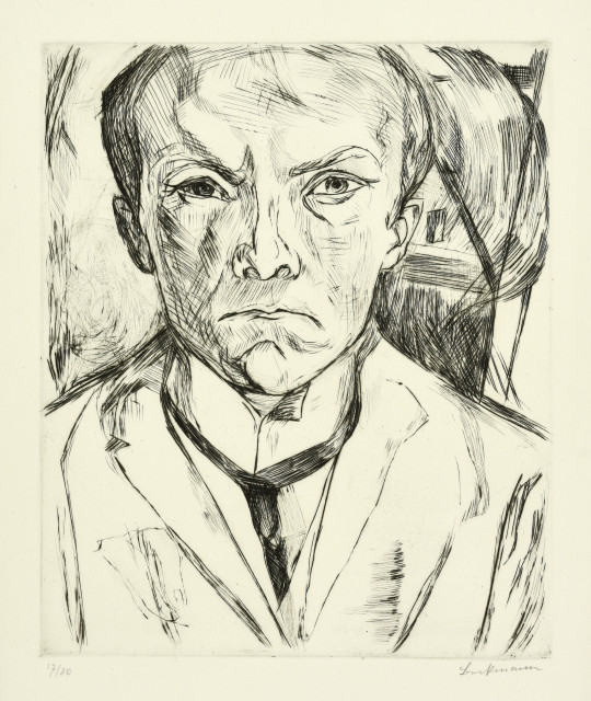 Max Beckmann : Selbstbildnis von vorn, im Hintergrund  ..., 1918