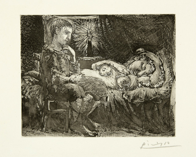 Pablo Picasso : Garçon pensif veillant une dormeuse à la ..., 1934 