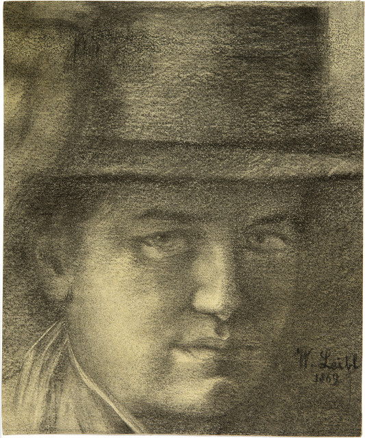 Wilhelm Leibl  : Mann mit Hut , 1869 