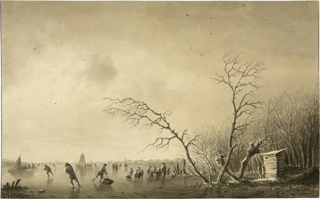 Andreas Schelfhout : Eisläufer,  