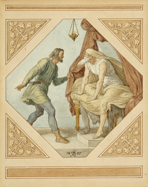 Julius  Schnorr von Carolsfeld  : Ein Gefolgsmann verkündet König Sigmund  ..., 1845 