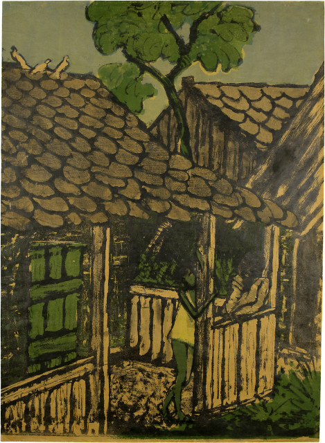 Otto Mueller  : Zwei Zigeunerkinder vor der Hütte , 1926-1927 