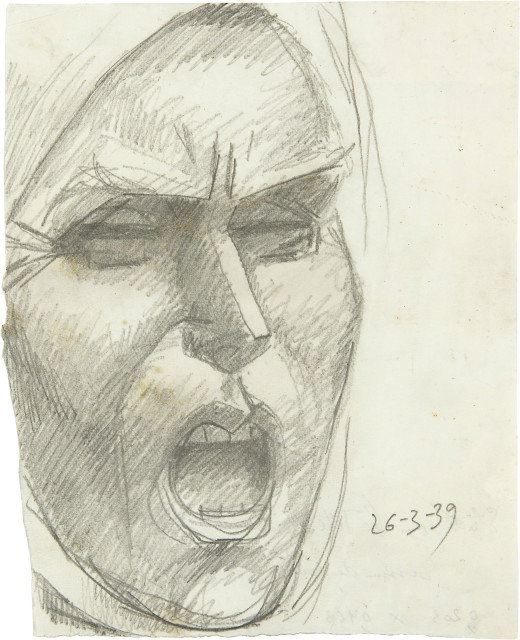 Julio González  : Etude pour la tête Montserrat no. 2 , 26.3.1939 