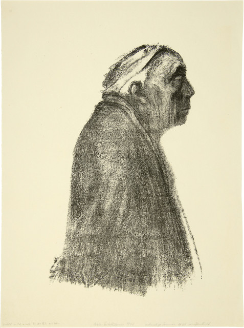 Käthe Kollwitz : Selbstbildnis im Profil nach rechts, Wohl 1938 