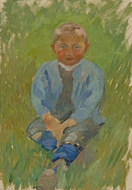 Giovanni Giacometti : Im Gras sitzender Knabe , 1892 