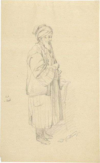 Carl Spitzweg  : Selbstbildnis als Zeichner - Orientale , Um 1855 