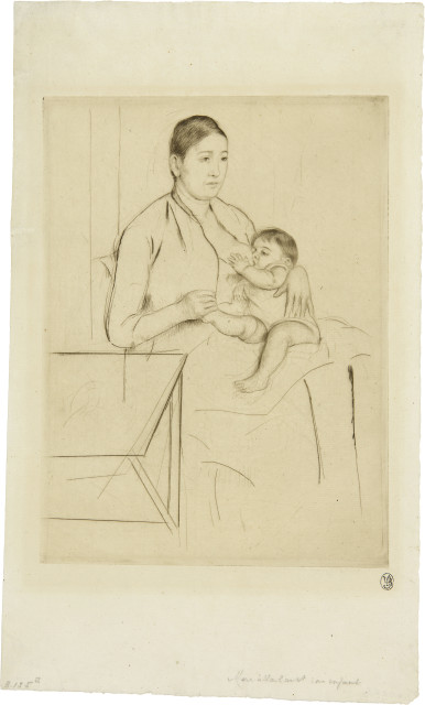 Mary Cassatt  : Nursing , Um 1891 