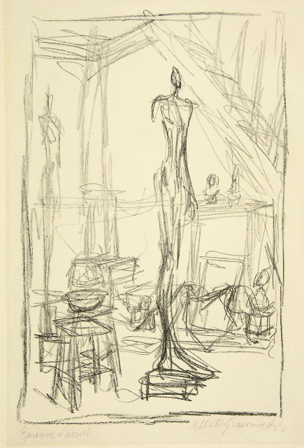 Alberto Giacometti  : L'Homme debout dans l'atelier , 1951 